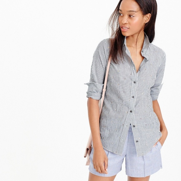 J. Crew Tops - J. Crew Womens Perfect L/S Striped Bling Crystal E